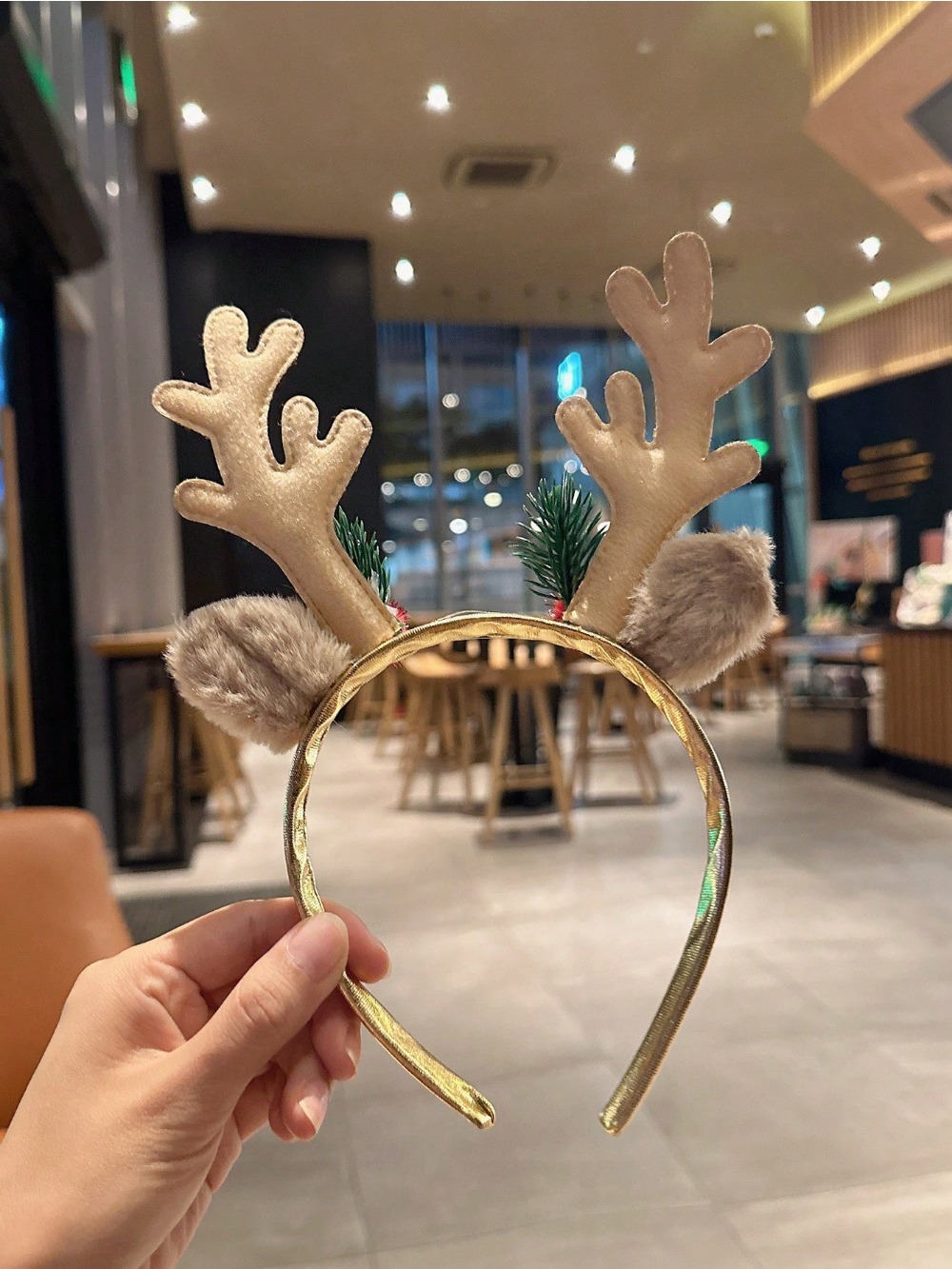 1 قطعة الذهب الترتر الفطر عيد  - مراجعة Reindeer Antlers Headband وسعره