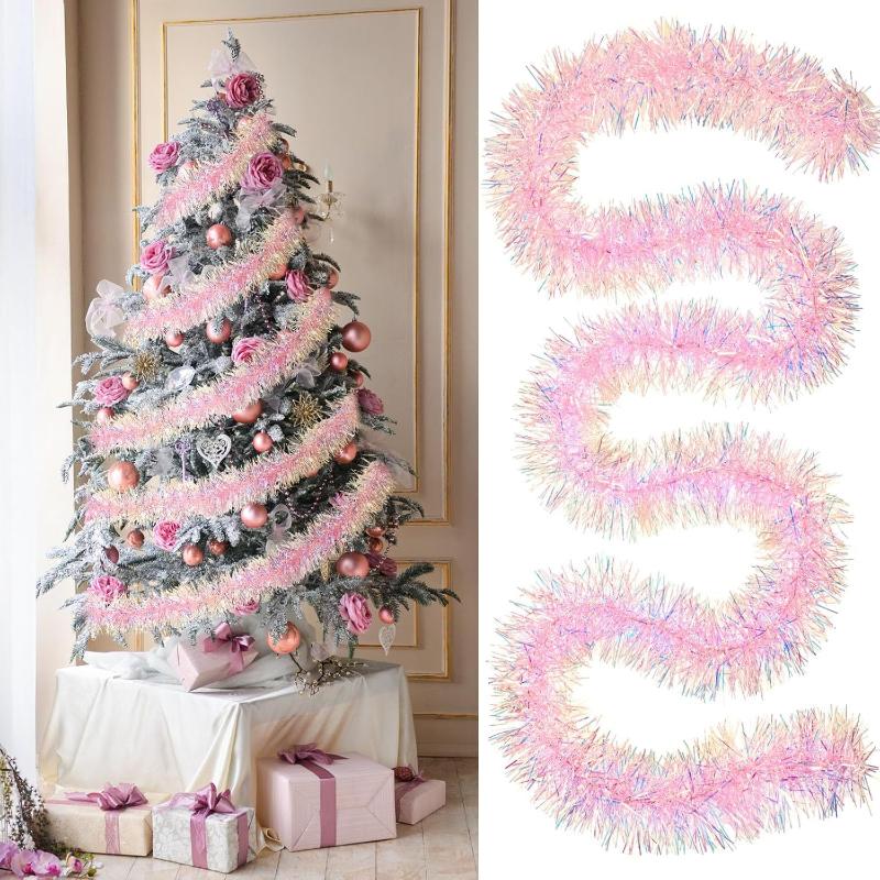 إكليل زينة وردي لامع بطول 2 مت - مراجعة Tinsel Garland Decoration وسعره