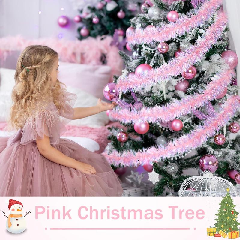 إكليل زينة وردي لامع بطول 2 مت - مراجعة Tinsel Garland Decoration وسعره
